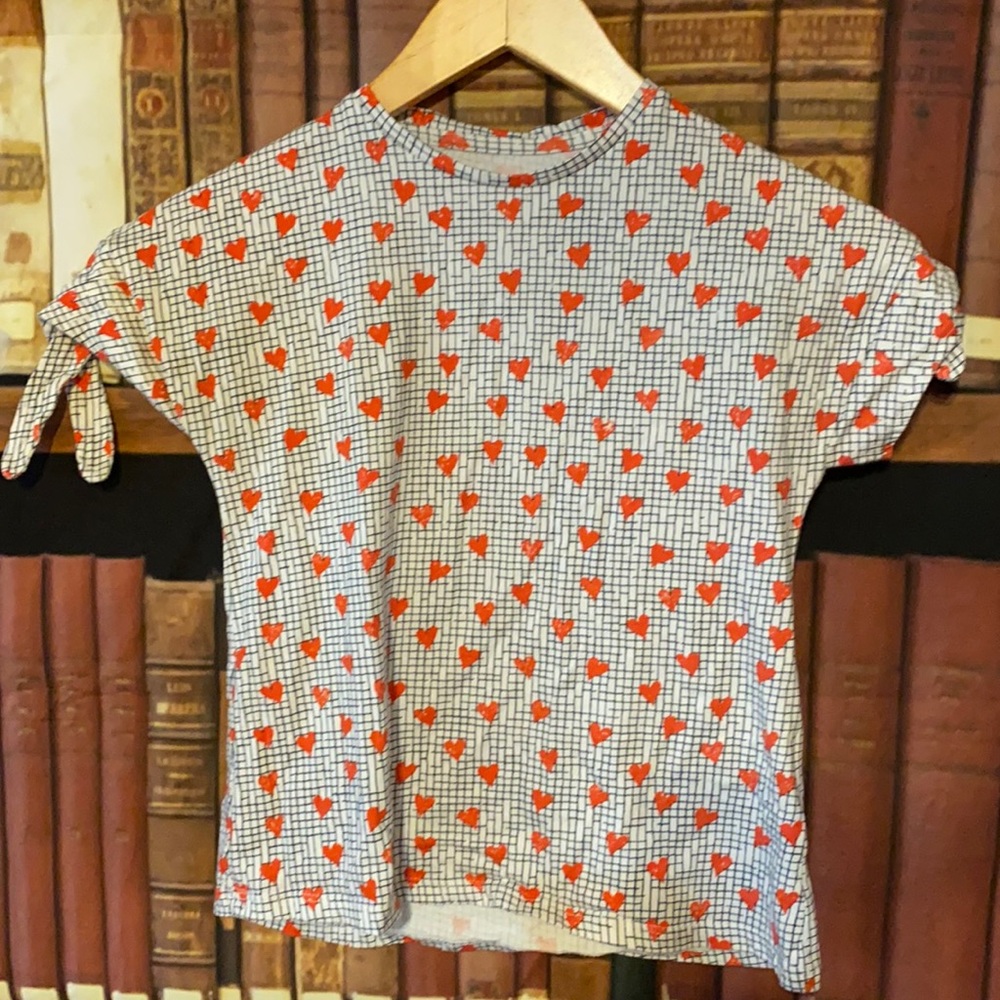 CRR Girls Size 8 Grid Hearts short‎ sleeve shirt
